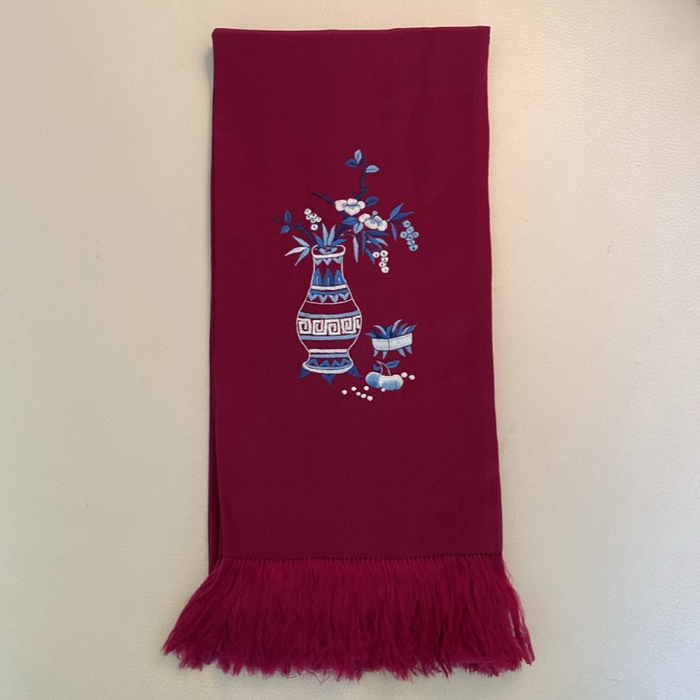 VTG SILK Hand Embroidered Scarf